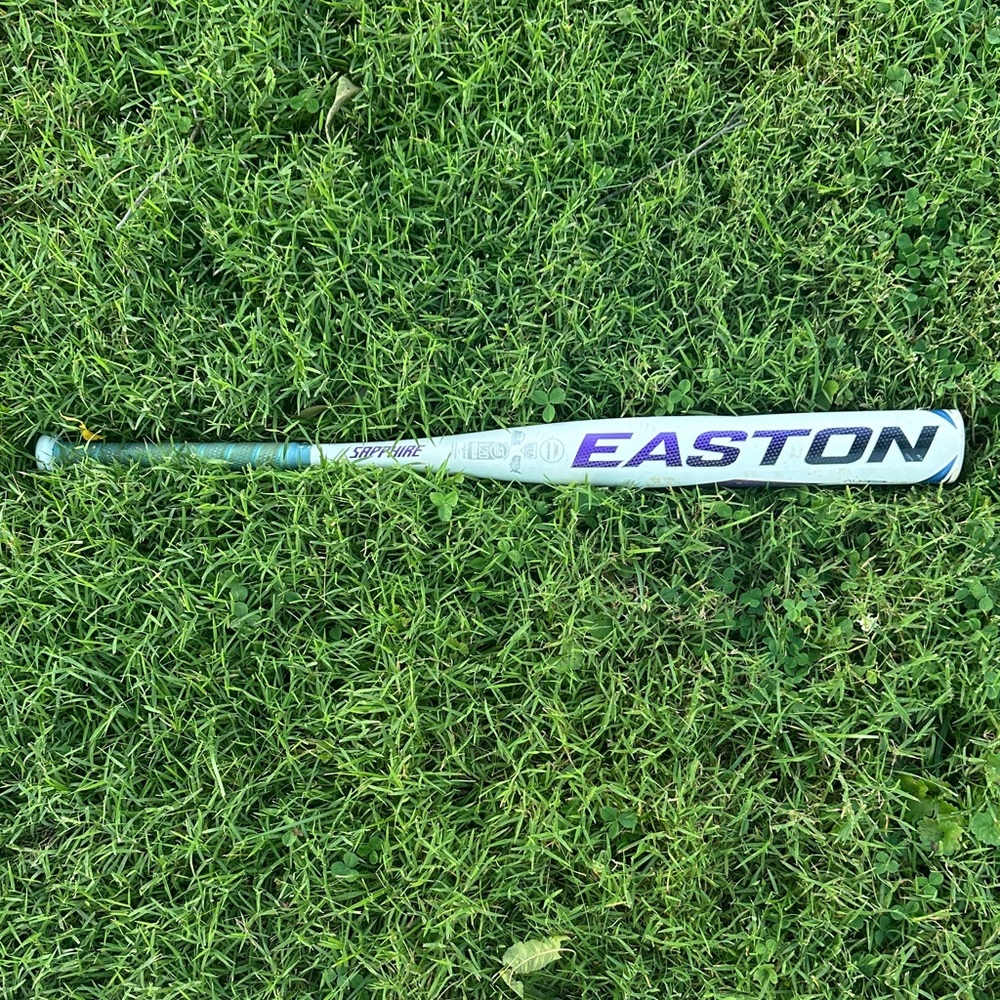Easton White and Purple Softball Bat